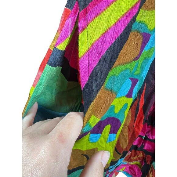 Jack Pot Abstract Art Dress OS Rayon Handkerchief Hem Colorful Graphic Face Boho - Picture 7 of 14